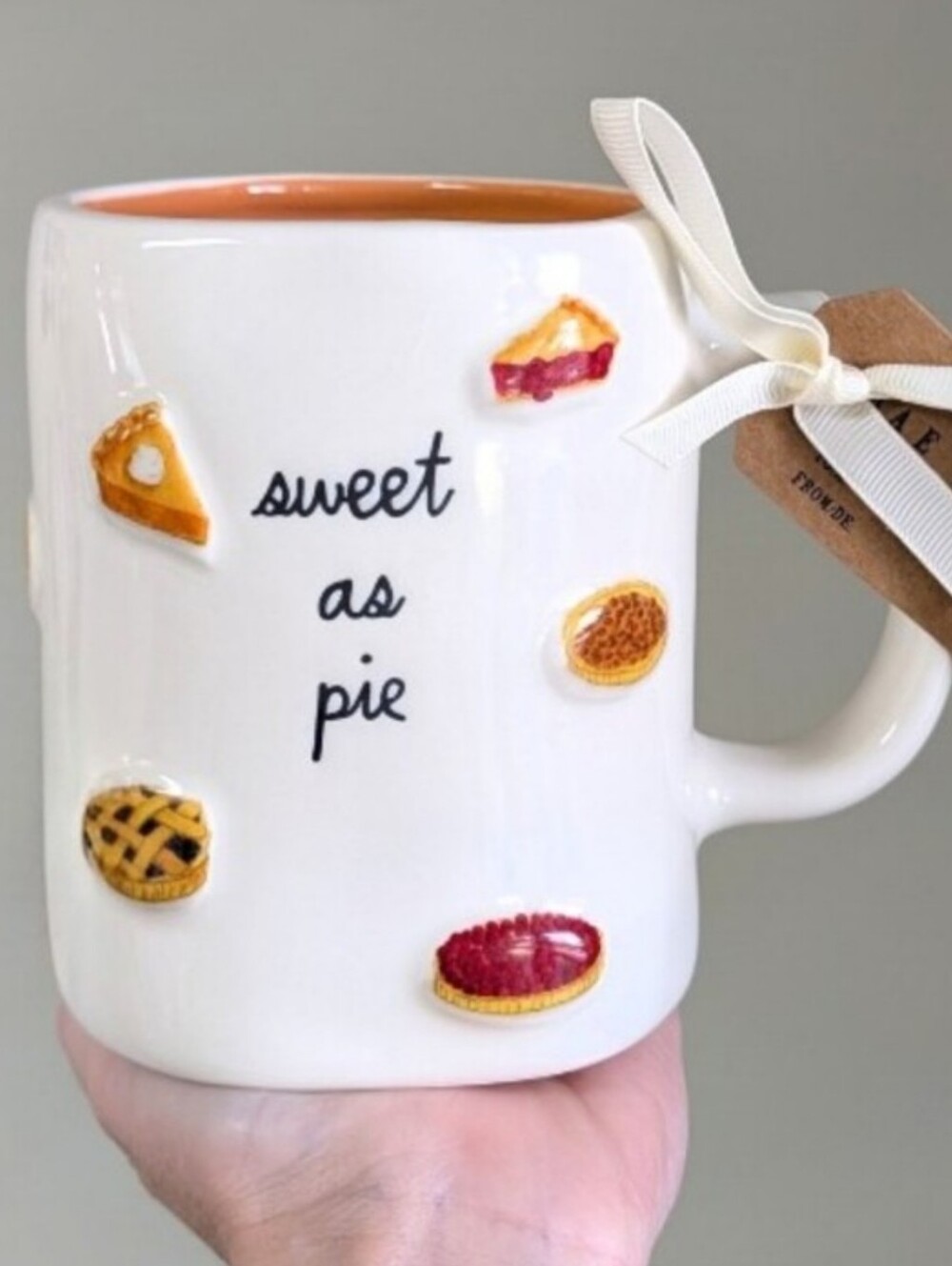 Rae Dunn SWEET AS PIE Autumn Mug with Allover Embossed Pie Design 🥧